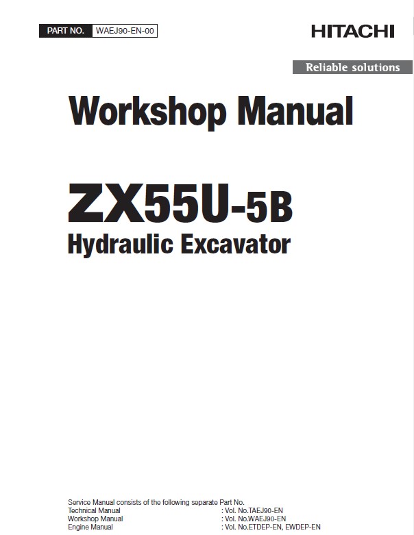 Hitachi Excavator ZX55U-5B Workshop Manual